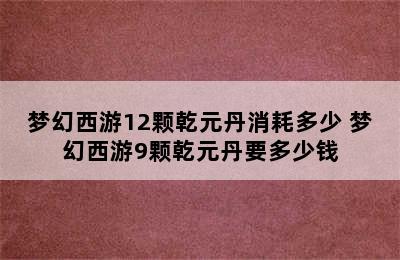 梦幻西游12颗乾元丹消耗多少 梦幻西游9颗乾元丹要多少钱